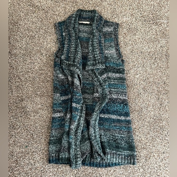 Soft Surroundings Watercolor Sleeveless Cardigan Sweeper - Picture 3 of 5